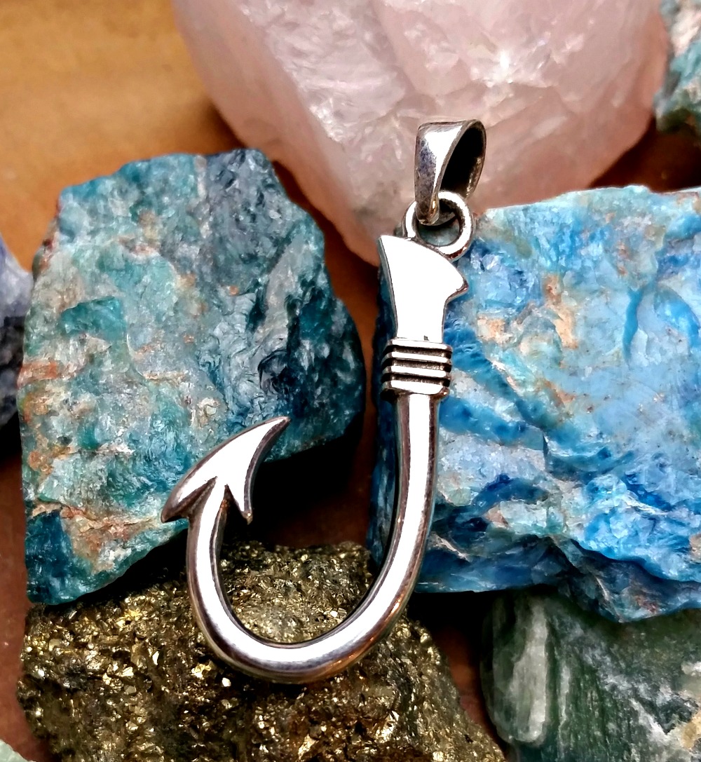 Barbed Fish Hook Pendant - Sterling Silver & Stainless Steel