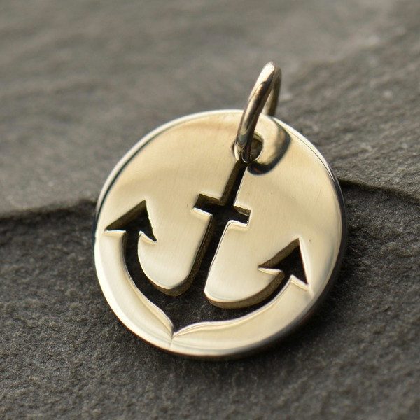 Cutout Anchor Disk Charm - C1230, Nautical, Ocean, Beach, Sea life, Faith, Spiritual
