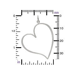 Large Open Heart Pendant - C3101, Sterling Silver, Love, Romance