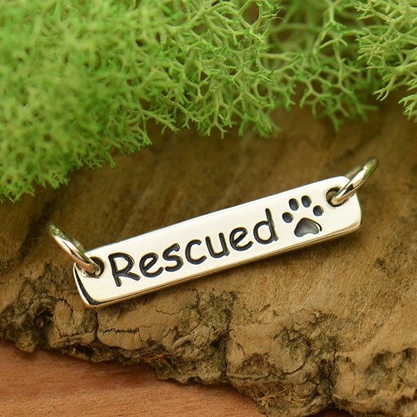 Rescued Quote with Paw Print Festoon - C1739, Pet Charms, Mans Best Friend