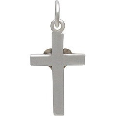 Sterling Silver Cross Charm with Bronze Heart - C3119, Christ, Faith, Love, Blessed