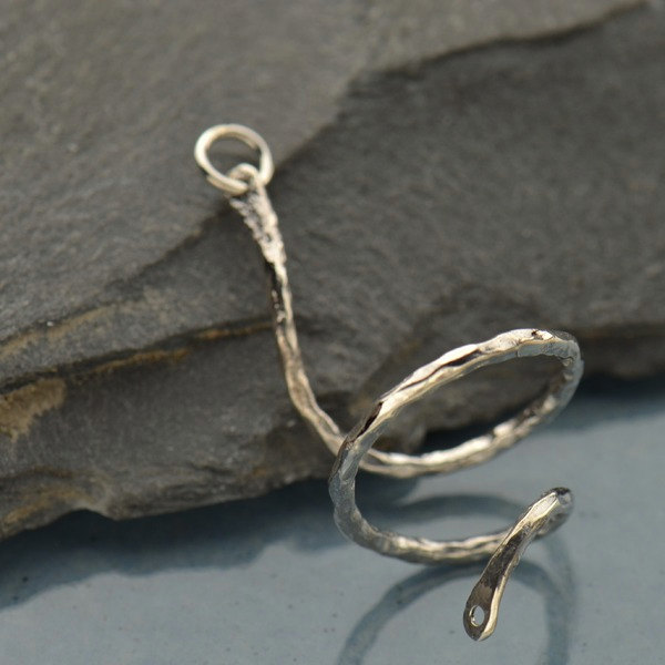 SALE - Small Sterling Silver Hammered Curl Link - C2764, Findings, Connectors, Earring Parts