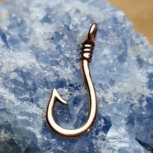 Dainty Barbed Fish Hook Charm Bronze - CB5813, Spiritual, Sportsman