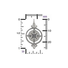 Compass Charm - Graduation Charms, Sterling Silver  - C1805,  Nautical & Sealife Charms, Wind, Charts, Maps