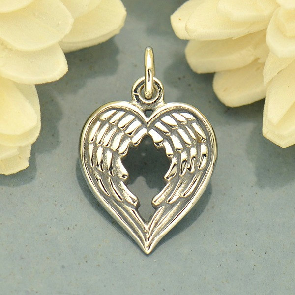 Double Wing Charm - C1763, Sterling Silver, Soar, Courage, Love, Compassion
