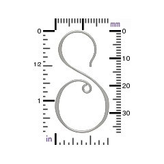 Earring Hook in "S" Shape Large - C3139 - Findings, Hoop Style