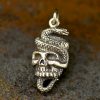 Snake and Skull Pendant  -  C1785, Sterling Silver, Bones, Skulls, Skeleton, Day of the Dead