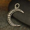 Crescent Moon with Granulation Charm - Sterling Silver  - C3140, Celestial Charms