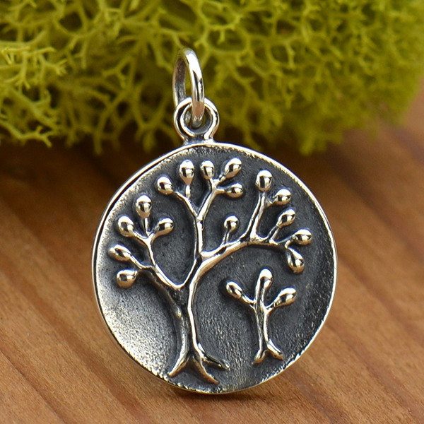 Sterling Silver Tree of Life Charm - Mama and Baby Trees - C1843