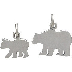 Sterling Silver Mama Bear and Baby Bear Sets - C1840, C1842  Bravery, Good Health, Protection, Stamped Charms