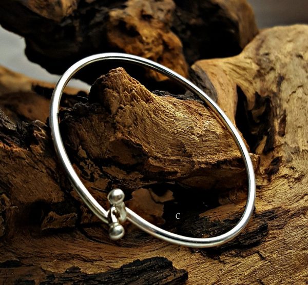 CHILD'S BANGLE Bracelet with Ball End- C538, Sterling Silver