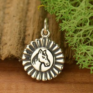 Horse Show Award Ribbon Charm- C1706, Sterling Silver