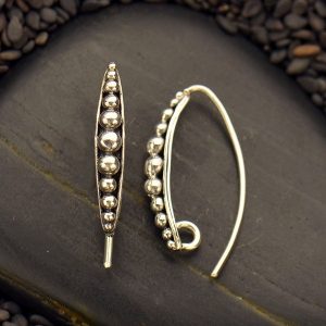 Ear Hooks with Granulation Sterling Silver - C3180, Earring Findings