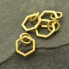 Small Single Honeycomb - C1344, Sterling Silver & Gold Plated, Bees, Insects, Honey