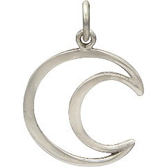 Wire Crescent Moon Charm Sterling Silver  - C2782, Celestial Charms, Stamping, Blank Charms