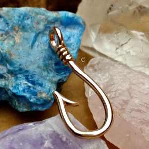Barbed Fish Hook Charm Bronze - CB5817, Spiritual, Sportsman