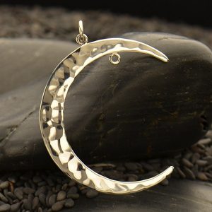 Silver Moon Pendant - Left or Right Facing with Fixed Jump Ring, Celestial Collection
