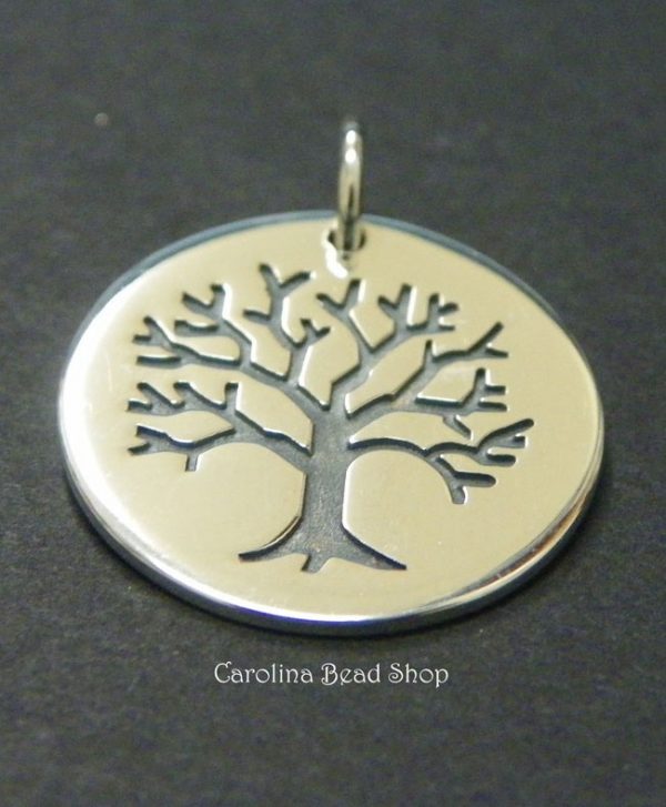 Sterling Silver Pendant with Etched Tree Large - C728, Tree of Life, Family, Ancestry, Children, Bonding