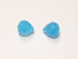 Aqua Blue Chalcedony Briolettes, 9x11mm, 5 PSC, Teardrop Faceted Beads, AAA