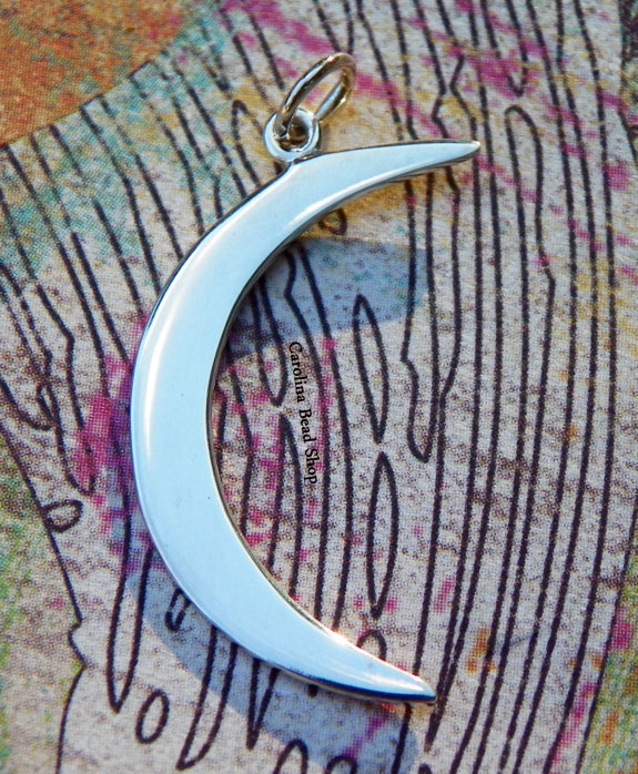 Large Sterling Silver Crescent Moon Charm - Celestial Charms, C1130