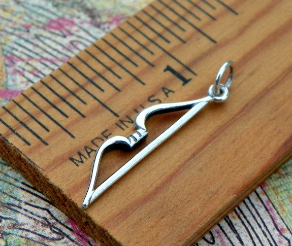 Sterling Silver Bow Charm - C1158, Archery Charms, Western, Southwest