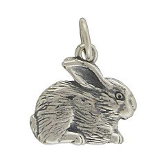 Sterling Silver Rabbit Charm -Animal Charms, Pet Charms, Bunny Rabbit, C774