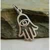 Sterling Silver Hamsa Hand with Evil Eye Charm  - C1193, End of Year Sale, Evil Eye, Protection Charm, Hand of Fatima