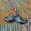 Sterling Silver Mustache Charm - C1197, Classic, Whimsical, Fun Charms