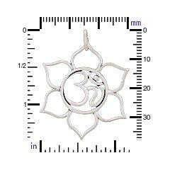 Lotus with Ohm Center - Large Sterling Silver, C1190, Yoga Charms, Flowers, Spiritual Blessings