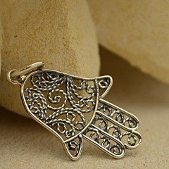 Sterling Silver Filigree Hamsa Hand - C136, SALE, Amulet, Protection, Hand of Fatima, Hand of God, Luck
