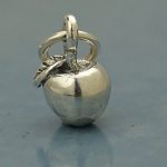 Apple Charm Tiny Sterling Silver - C1226, Fruits, Vegetables, Gift for Teacher