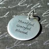 Thankful Quote Charm Sterling Silver - C2862, Thankful, Grateful, Blessed, Stamped Charms