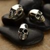 Sterling Silver Skull Bead with Large Hole - 2 Hole Skull Bead - Bones and Skulls