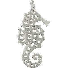 Sterling Silver Seahorse Charm - C1235, Nautical Charms, Sealife, Ocean, Beach