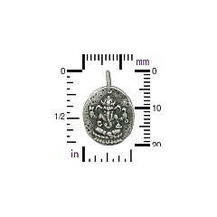 Ancient Coin Charm with Ganesh - C1174, Sterling Silver, Natural Bronze