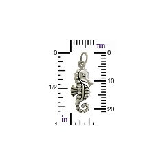 Seahorse Charm -Sterling Silver - C679, Nautical, Sealife, Ocean, Beach