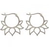 Sterling Silver Hoop Earrings with Lotus Petal Design - Earring Findings, Hoop Earrings, Flowers, CT652