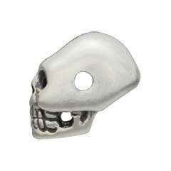 Skulls - Mini Sterling Silver Skull Bead - C1294, 2 Hole Skull Bead - Bones and Skulls