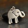 Sterling Silver Flat Plate Baby Elephant Charm  - Animal Charms, Strength, Good Luck