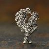 Sterling Silver Rooster Charm - Pride, Courage, Good Luck, Vigilance, Farm Animal, Bird