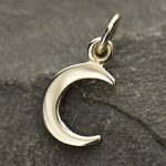 Tiny Sterling Silver Crescent Moon Charm  -  C1365, Mom Charms, Baby, Celestial Charms