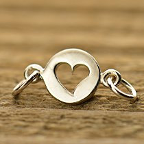Tiny Cutout Heart Link - C1376, SALE, Sterling Silver, Connector, Sideways Charms, Bracelet Links