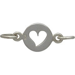 Tiny Cutout Heart Link - C1376, SALE, Sterling Silver, Connector, Sideways Charms, Bracelet Links