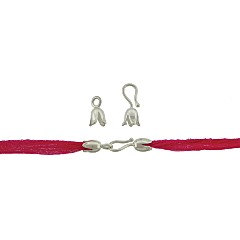 Small Tulip Hook & Eye Crimp Clasp - CA657, Sterling Silver, Natural Bronze, Closure, Clasps, Findings