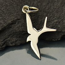 Swallow Bird Charm - C1101, Sterling Silver, Gold Plated - Aviary, Journey, Wings