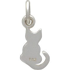 Cat Charm - C1433, Tiny Sitting Cat Charm - Sterling Silver, Natural Bronze & Gold Plated, Pets, Blank Charms, Kitten