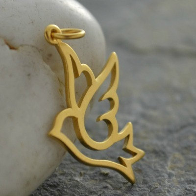 Large Peace Dove Bird Charm - C977, Peace, Dove, Choose From Sterling Silver, Natural Bronze & Gold Plated