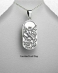 Be Yourself - Sterling Silver Word Pendant - CLOSEOUT SALE, Stamped Tags, Stamped Word Charms