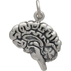 Sterling Silver Brain Charm - Medicine, Human Body, Medical Student