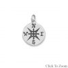 Large Compass Charm Sterling Silver  - C7429,  Nautical & Sealife Charms, Wind, Charts, Maps